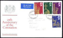 Great Britain Sc# 835-838 FDC 1978 5.31 Coronation 25th - 1971-1980 Decimal Issues