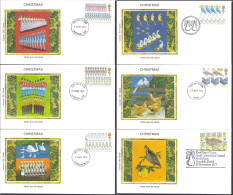 Great Britain Sc# 821-826 (Colorano Silk Cachets) FDC Set/6 1977 Christmas - 1971-1980 Decimal Issues