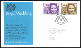 Great Britain Sc# 707-708 (Windsor, Berks) FDC (c) 1973 11.14 Royal Wedding - 1971-1980 Decimale  Uitgaven