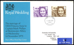 Britain Sc# 707-708 (Paisley, Renfrewshire) FDC (b) 1973 11.14 Royal Wedding - 1971-1980 Decimale  Uitgaven