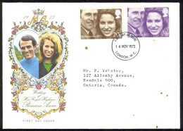 Great Britain Sc# 707-708 FDC (a) 1973 11.14 Royal Wedding - 1971-1980 Em. Décimales