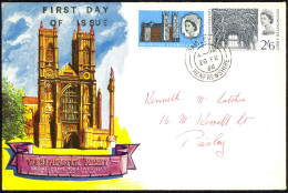 Great Britain Sc# 452-453 (P,R) FDC (b) 1966 2.28 Westminster Abbey 900th - 1952-1971 Em. Prédécimales