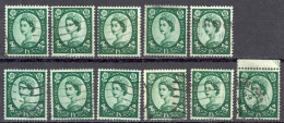 Great Britain Sc# 332 Used Lot/11 1956 1sh3p Queen Elizabeth - Usati