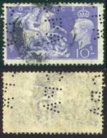 Great Britain Sc# 288 SG# 511 Used Perfin "CPA" 1951 10sh St George/Dragon - Used Stamps