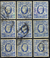 Great Britain Sc# 251A Used Lot/9 1942 10sh Ultra King George VI - Gebruikt