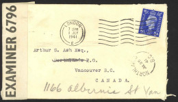 Great Britain Sc# 239 On Cover (CENSORED) 1941 7.1 King Edward VIII - Brieven En Documenten