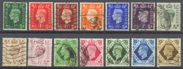 Great Britain Sc# 235-248 Used (a) 1937-1949 ½p-1sh King George VI - Usati