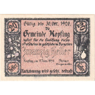 Billet, Autriche, Kopfing, 20 Heller, Texte, 1920, 1920-10-31, SPL, Mehl:FS 465a - Oesterreich