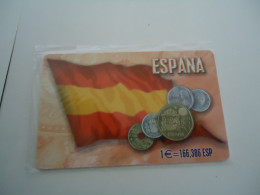 SPAIN MINT GREECE   PHONECARDS  COINS ANS FLAGS  2 SCAN - Otros & Sin Clasificación