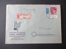 Bizone Bauten Mi.Nr.93 Unterrand EF Einschreiben Stuttgart 1 - München Umschlag Briefmarken Fachgeschäft Karl Schulz - Briefe U. Dokumente