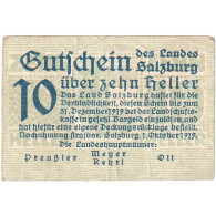 Billet, Autriche, Salzburg, 10 Heller, Texte, 1919, 1919-12-31, TB, Mehl:FS 860I - Oesterreich