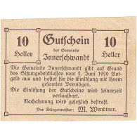 Billet, Autriche, Innerschwandt, 10 Heller, école, 1920, SPL, Mehl:FS 408 - Oesterreich