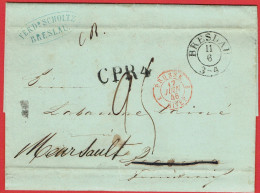 LAC De Wroclaw (Breslau Pologne) Pour Meursault (21) - 10/6/1846 - CAD 15 + Marque Entrée Prusse 3 Givet 3 + TM25 + CPR4 - Entry Postmarks