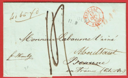LAC Rostock (Allemagne) Pour Meursault (21) - 11/9/1845 - CAD 15 + Marque Entrée Pays-Bas 2 Valnes 2 + TM14 St.PA LPB4R - Entry Postmarks