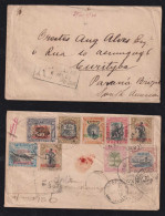 Malaysia British North Borneo 1907 Registered Cover SANDAKAN X CURITIBA Brazil Via SINGAPORE Via NAPOLI Italy - Noord Borneo (...-1963)