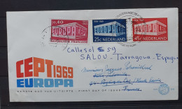 12 - 23 // Nederland + France - Europa 1969 En Affranchissement Mixte à Destination De Tarragona - Espagne - Cartas & Documentos