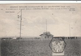 Reims Betheny Grande Semaine Aviation Auout 1909 Dirigeable Militaire Colonel Renard ( Cachet ) - Bétheny