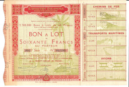 KB919 - BON A LOT EXPOSITION COLONIALE DE 1931 - D - F