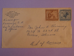AG48  CONGO BELGE  BELLE  LETTRE  ENV.  1935 RARE A CICERO USA  + AFF. INTERESSANT+ ++ - Lettres & Documents
