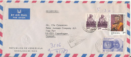 India Registered Air Mail Cover Sent To Denmark 9-11-1981 Topic Stamps (sent From The Embassy Of Venezuela India) - Corréo Aéreo