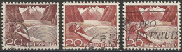 Switzerland 1949 - Mi 533 - YT 485 ( Dam Of Grimsel ) Three Shades Of Color - Abarten