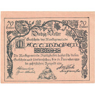 Billet, Autriche, Mattighofen, 70 Heller, Blason 1920-12-31, SPL Mehl:FS 594b - Oesterreich