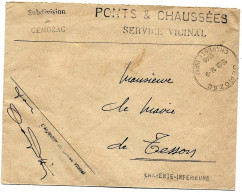 Enveloppe Oblit GEMOZAC (horoplan) Charente  Inferieure /charente Maritime   1940  Pont Et Chaussées Service Vicinal - Oorlog 1939-45