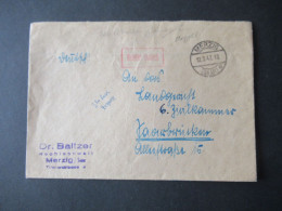 Französische Zone 12.3.1947 Roter Ra1 Gebühr Bezahlt Und Tagesstempel Merzig (Saar) Nach Saarbrücken Gesendet - Algemene Uitgaven