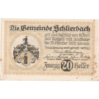 Billet, Autriche, Schlierbach, 20 Heller, Blason 1920-10-30, SUP, Mehl:FS 962IIa - Oesterreich