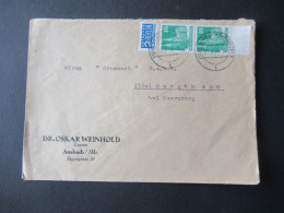 Bizone 1950 Bauten Nr.80 Eg (2) Unterrand MeF Tagesstempel Ansbach (Mittelfranken) Nach Burgthann Bei Nürnberg - Briefe U. Dokumente