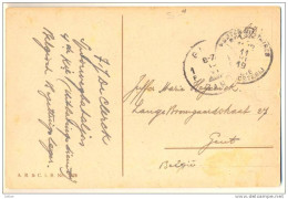 3pk826: Fantasie Kaartje : L.D. : PMB-BLP 11 VI 19 > 1F GENT 1F GAND 13 VI _ Noodstempel: Geenjaartal - OC38/54 Belgian Occupation In Germany