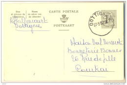 1p542:  CARTE POSTALE POSTKAART: 1,20F :  DOTTIGNIES  1957 > Courtrai - Cartes Postales 1951-..