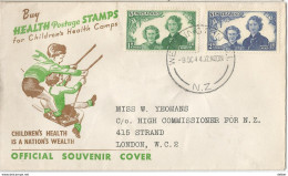 6Mm-893:  1d.+2d  ...Heath Postage ....-9 .OC.44.12NOON   N.Z. .> London... - FDC