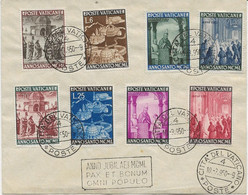 VATICAN -SERIE ANNEE SAINTE  N° 150 A 157 SUR LETTRE -ANNEE 1950 - Máquinas Franqueo (EMA)