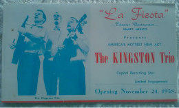 MEXIQUE PUBLICITE THE KINGSTON TRIO MUSICIEN AU THEATER RESTAURANT JUAREZ MEXICO EL PASO 1958 A. ROMERO - Mexique