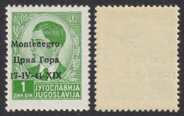 1941 Montenegro - Italian Occupation ITALY / King Peter Overprint - 1 Din - Mi. 2 - MNH - Montenegro