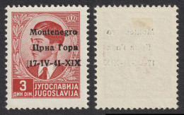 1941 Montenegro - Italian Occupation ITALY / King Peter Overprint - 3 Din - Mi. 5 - No Gum - Montenegro