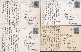 Syria Syrie 4 CPA Semeuse Millésimes & Surchargé DAMAS 1924 To UPPER BANGOR Wales England (6 Scans) - Briefe U. Dokumente