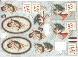 PLANCHE AVEC ENVIRONS 11(incomplet )DECOUPIS MOTIF ANGES  ET NOEL - Engelen