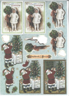 PLANCHE AVEC ENVIRONS 10(incomplet )DECOUPIS MOTIF  ENFANTS Et  PERE NOEL - Di Natale