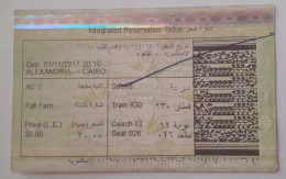 EGYPT Train Ticket  1/11/2017 - Tickets D'entrée