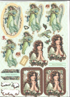 PLANCHE AVEC ENVIRONS 11( Incomplet )DECOUPIS MOTIF ANGES ET FEMMES - Angeli