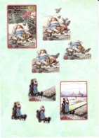 PLANCHE AVEC ENVIRONS 7(  Complet ) DECOUPIS   SCENES DE VIE ENFANTS (avec Legeres Paillettes Multicolores) - Infantes