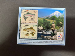 (stamp 9-12-2023) Mint (Neuve) New Zealand Mini-sheet (Issued For Israel 98 Stamp Show) FISHING - FISH (mint) - Hojas Bloque