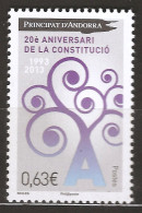 Andorre Français 2013 N° 736 ** Anniversaire, Jubilée, Constitution, Arbre, Conseil Général, Référendum, Droits, Liberté - Unused Stamps