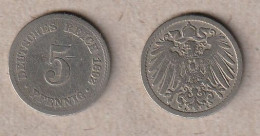 00843) Dt. Kaiserreich, 5 Pfennig 1892A - 5 Pfennig