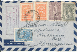 Greece Air Mail Cover Sent To DDR 28-11-1952 With More Stamps - Covers & Documents