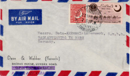 PAKISTAN 1953 AIRMAIL LETTER SENT TO BADLAUTERBERG - Pakistan