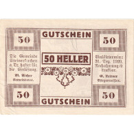Billet, Autriche, Steinerkirchen, 50 Heller, Eglise 1920-12-31 SUP Mehl:FS 1029I - Oesterreich