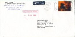 Portugal Cover Sent To Denmark 27-6-1990 Single Franked - Covers & Documents